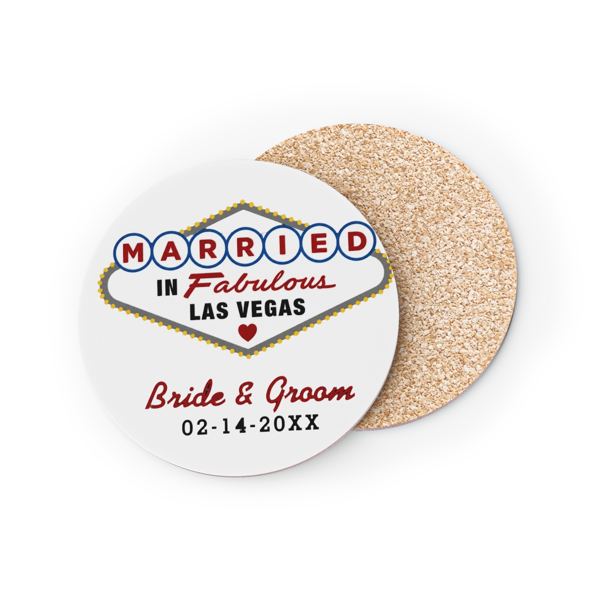 Married in Fabulous Las Vegas Wedding Square Paper Coaster | Netón Vega - Official Creator merchandise